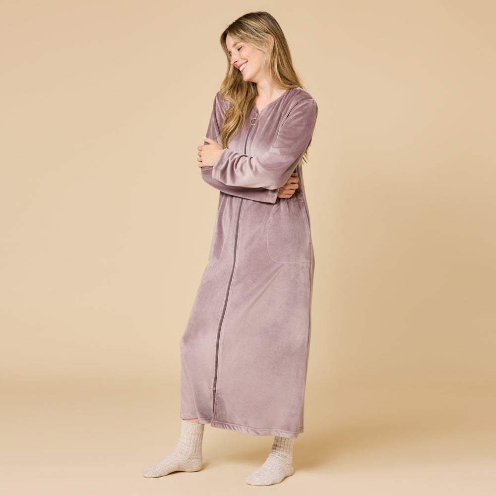 Serenity Shear Mink Zip Robe Driftwood