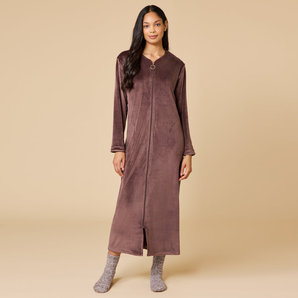 Serenity Shear Mink Zip Robe Serenity Shear Mink Zip Robe in Espresso