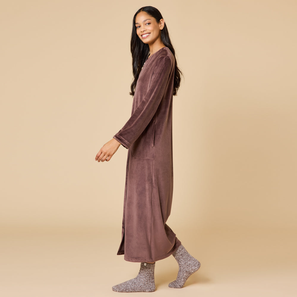 Serenity Shear Mink Zip Robe Serenity Shear Mink Zip Robe in Espresso