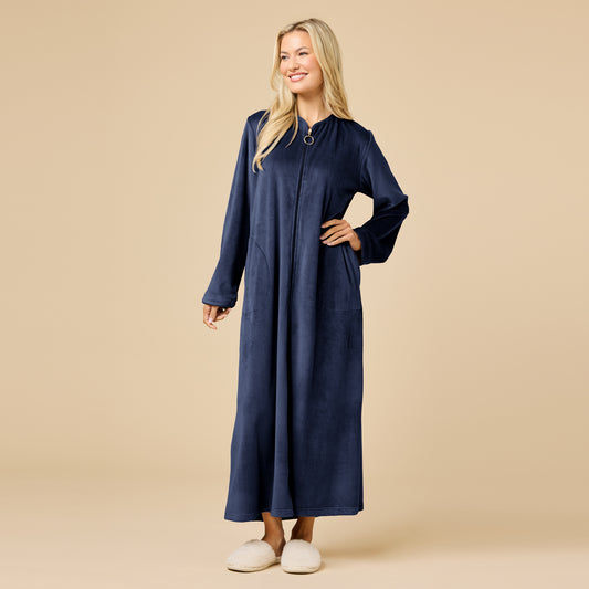 Serenity Shear Mink Zip Robe in Midnight