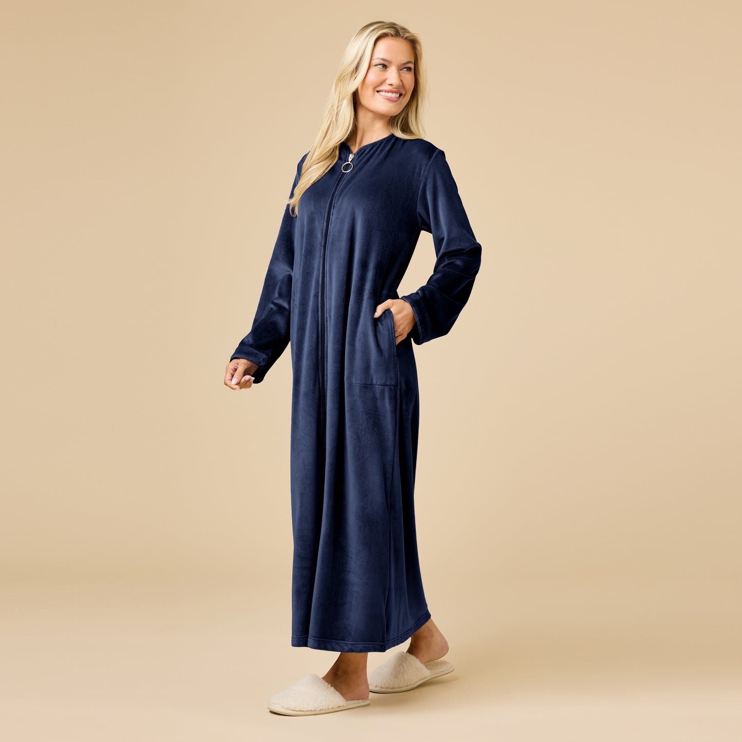 Serenity Shear Mink Zip Robe in Midnight