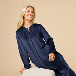 Serenity Shear Mink Zip Robe Serenity Shear Mink Zip Robe in Midnight