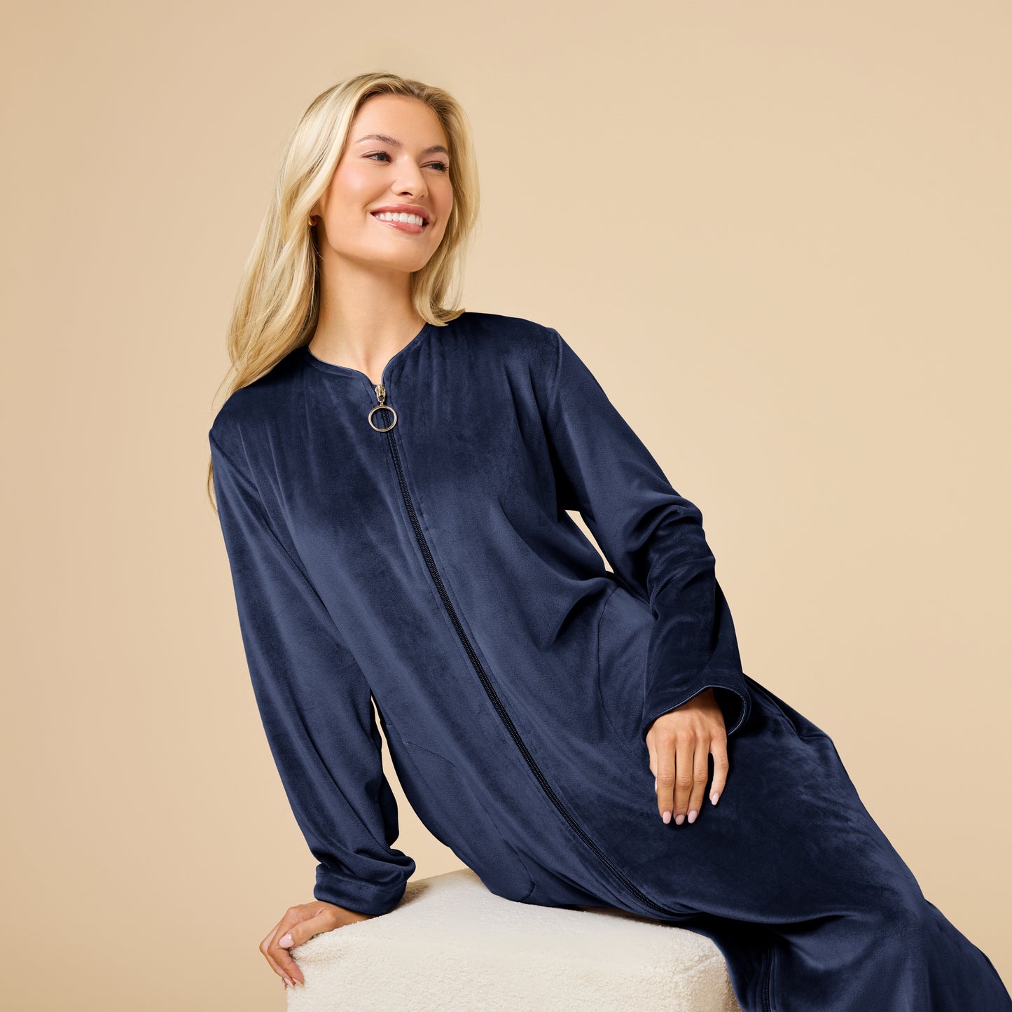Serenity Shear Mink Zip Robe in Midnight