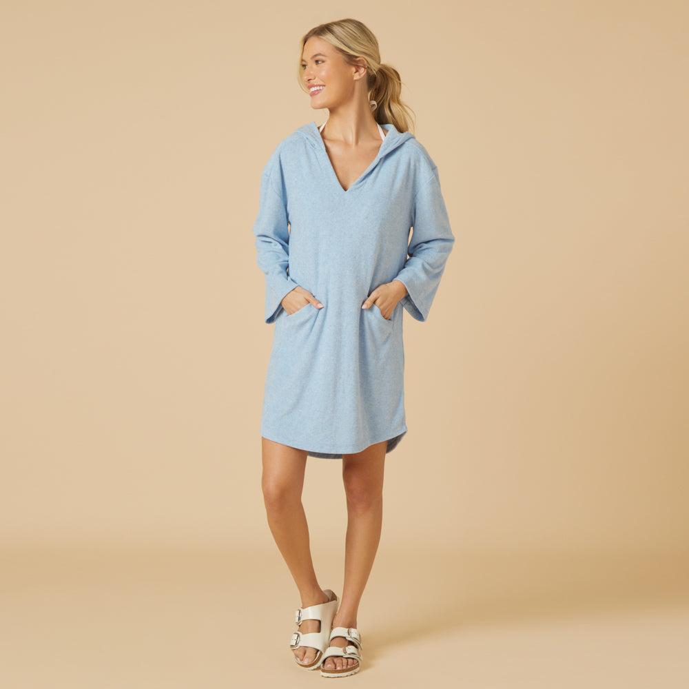 Terry Hooded Lounger Terry Hooded Lounger in Heather Sky Blue
