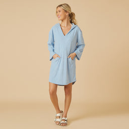 Terry Hooded Lounger Terry Hooded Lounger in Heather Sky Blue