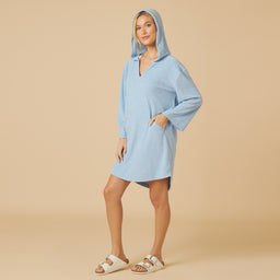 Terry Hooded Lounger Terry Hooded Lounger in Heather Sky Blue