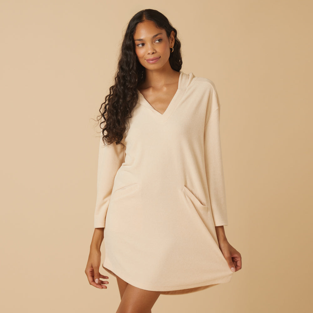 Terry Hooded Lounger Terry Hooded Lounger in Warm Sand