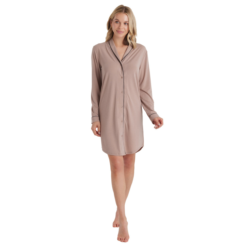 Tatum -36" Shawl Collar Sleepshirt Coco