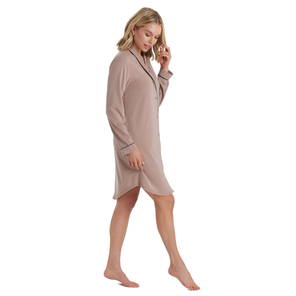 Tatum -36" Shawl Collar Sleepshirt Coco