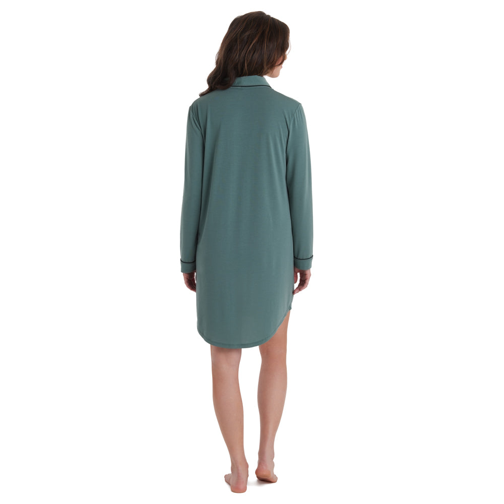 Tatum -36" Shawl Collar Sleepshirt Dusty Green