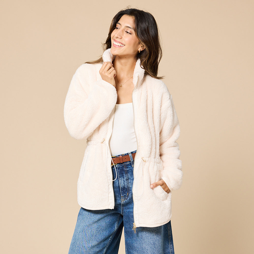 DreamPlush Double Zip Jacket | 50% OFF Almond