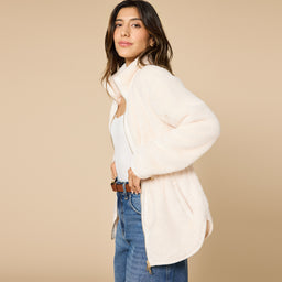 DreamPlush Double Zip Jacket DreamPlush Double Zip Jacket in Almond