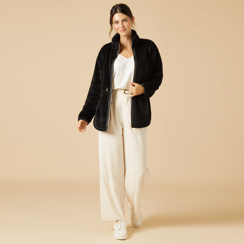 DreamPlush Double Zip Jacket DreamPlush Double Zip Jacket in Black