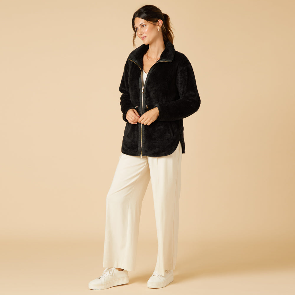 DreamPlush Double Zip Jacket DreamPlush Double Zip Jacket in Black