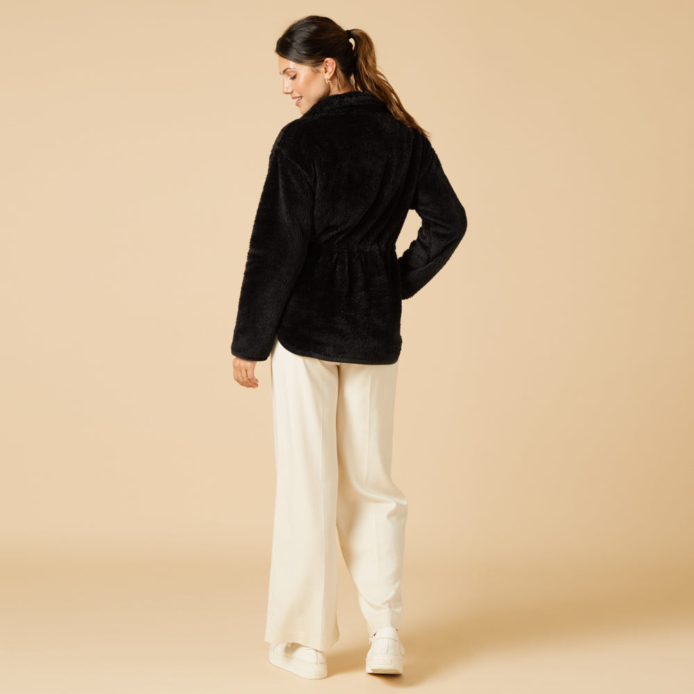 DreamPlush Double Zip Jacket DreamPlush Double Zip Jacket in Black