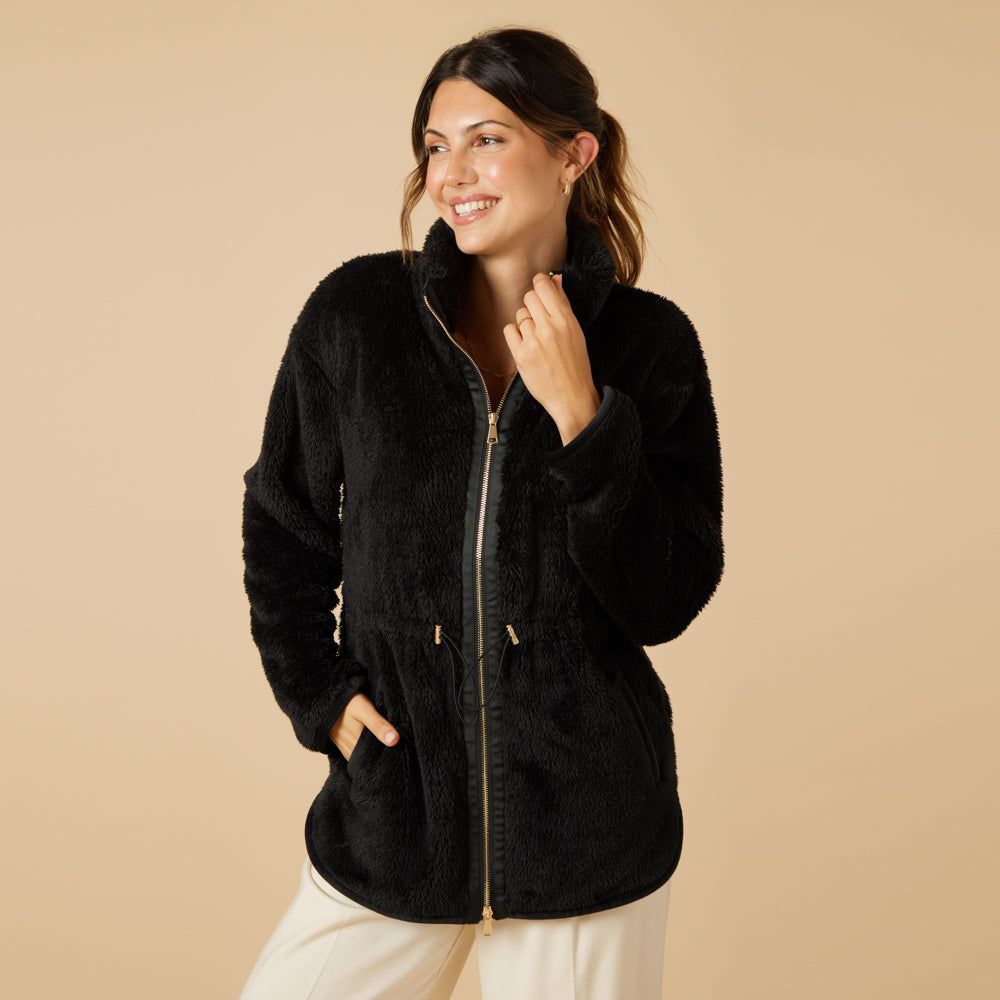 DreamPlush Double Zip Jacket DreamPlush Double Zip Jacket in Black
