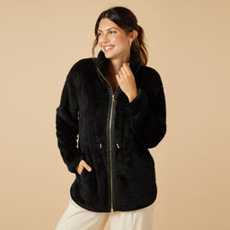 DreamPlush Double Zip Jacket DreamPlush Double Zip Jacket in Black