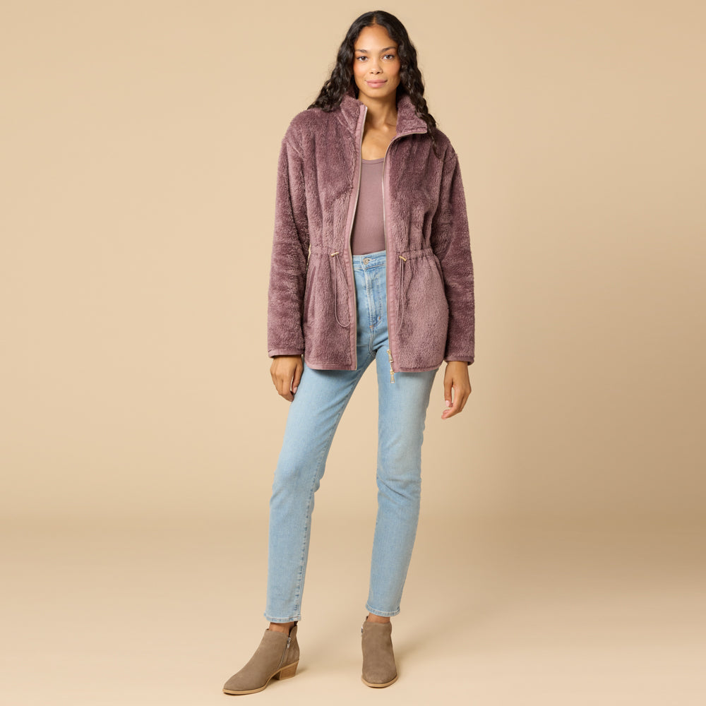 DreamPlush Double Zip Jacket DreamPlush Double Zip Jacket in Driftwood