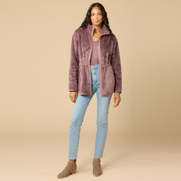 DreamPlush Double Zip Jacket DreamPlush Double Zip Jacket in Driftwood