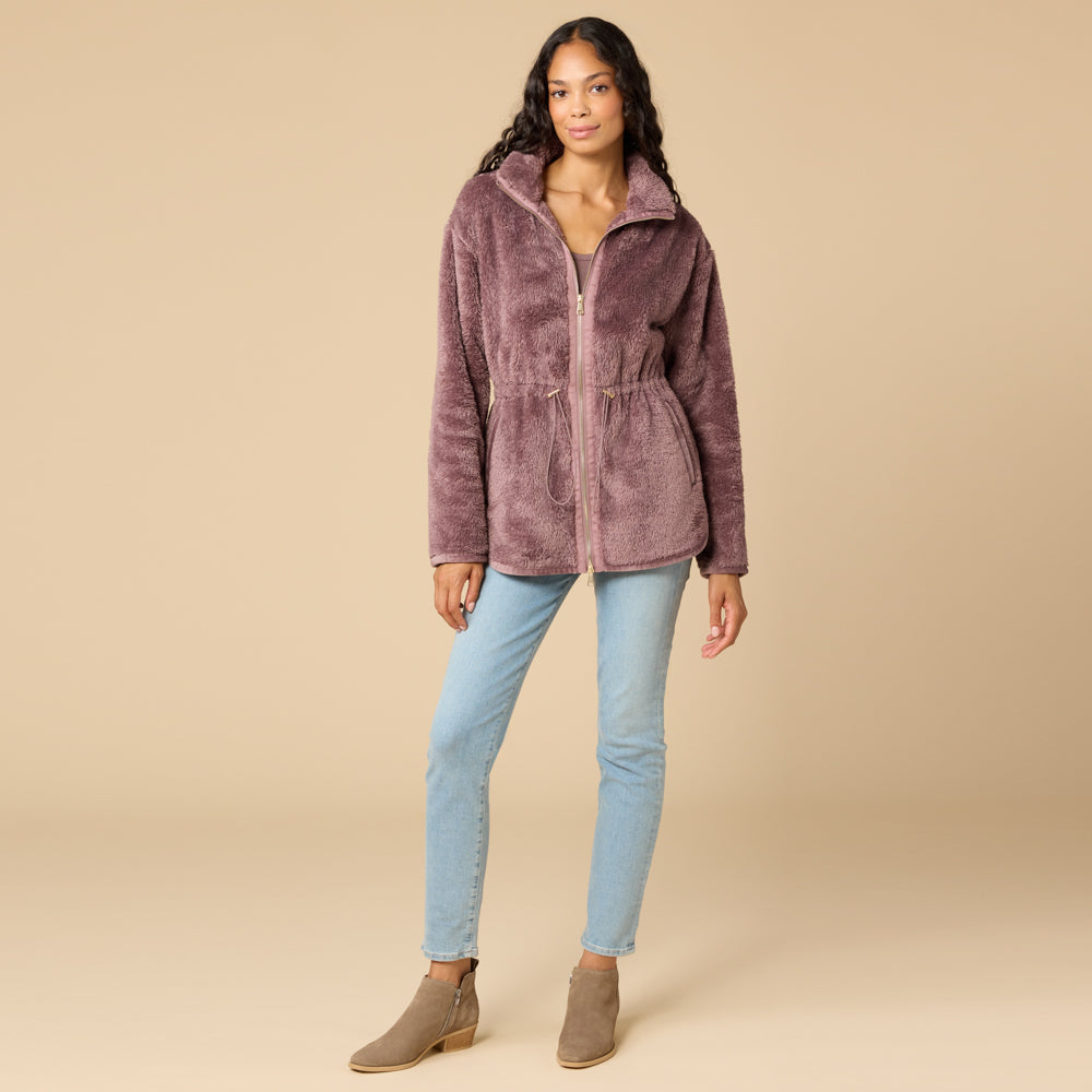 DreamPlush Double Zip Jacket DreamPlush Double Zip Jacket in Driftwood