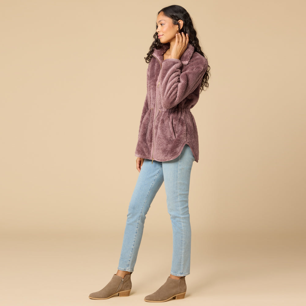 DreamPlush Double Zip Jacket DreamPlush Double Zip Jacket in Driftwood