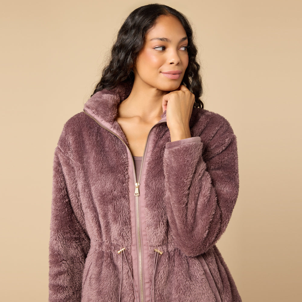 DreamPlush Double Zip Jacket DreamPlush Double Zip Jacket in Driftwood