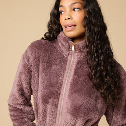 DreamPlush Double Zip Jacket DreamPlush Double Zip Jacket in Driftwood