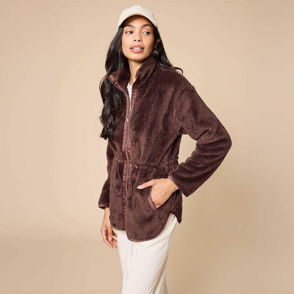 DreamPlush Double Zip Jacket DreamPlush Double Zip Jacket in Espresso
