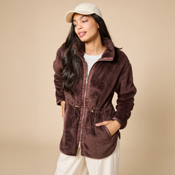 DreamPlush Double Zip Jacket DreamPlush Double Zip Jacket in Espresso