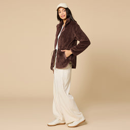 DreamPlush Double Zip Jacket DreamPlush Double Zip Jacket in Espresso