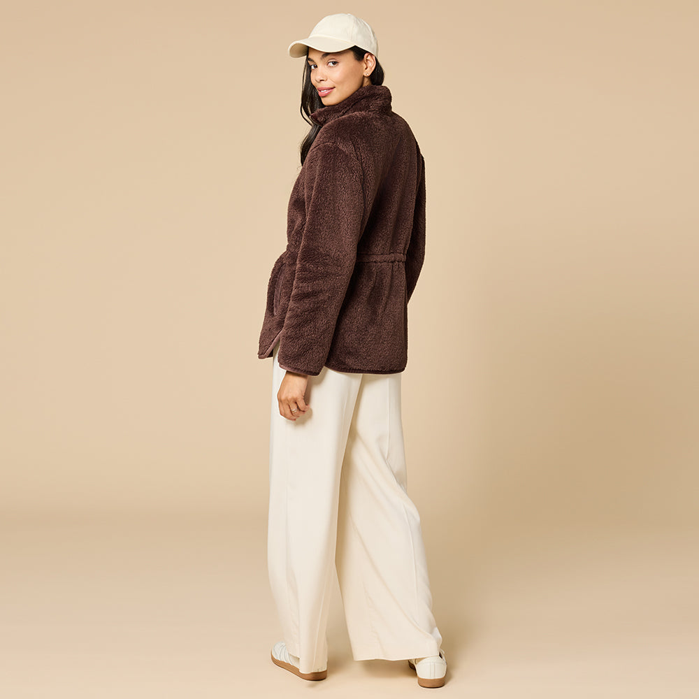 DreamPlush Double Zip Jacket DreamPlush Double Zip Jacket in Espresso