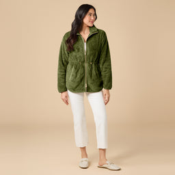 DreamPlush Double Zip Jacket DreamPlush Double Zip Jacket in Olive