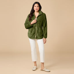 DreamPlush Double Zip Jacket DreamPlush Double Zip Jacket in Olive