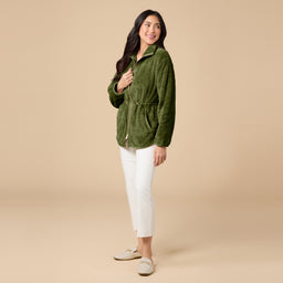 DreamPlush Double Zip Jacket DreamPlush Double Zip Jacket in Olive