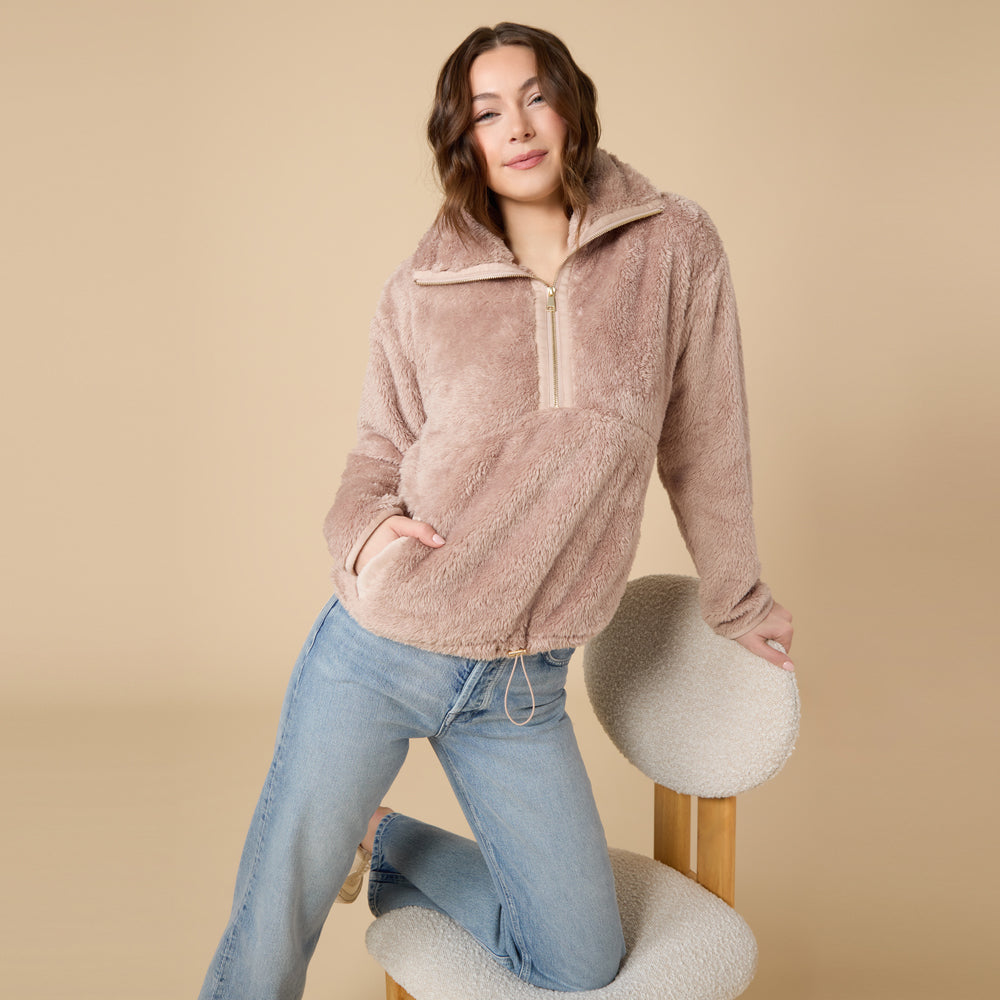 DreamPlush 1/4 Zip Pullover in Coco