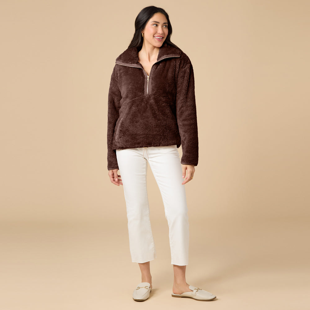 DreamPlush 1/4 Zip Pullover in Espresso
