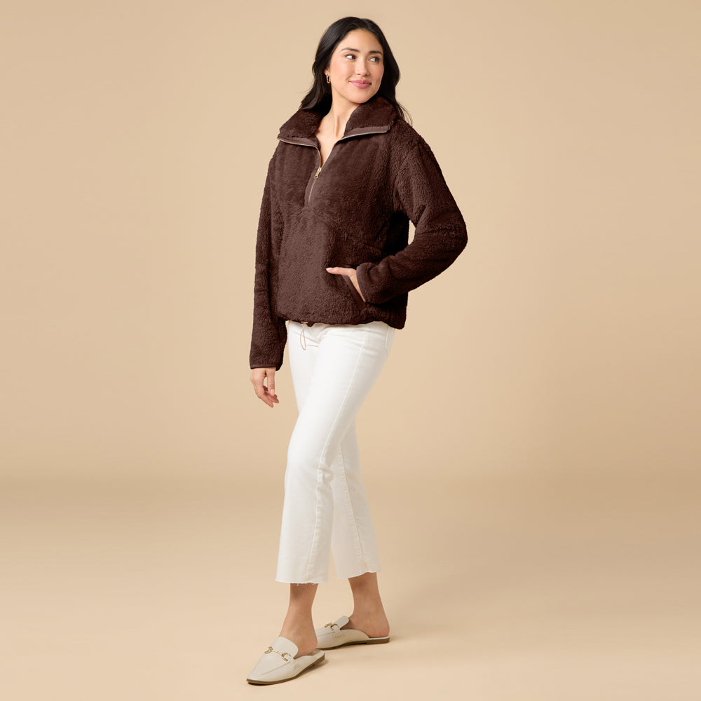 DreamPlush 1/4 Zip Pullover DreamPlush 1/4 Zip Pullover in Espresso