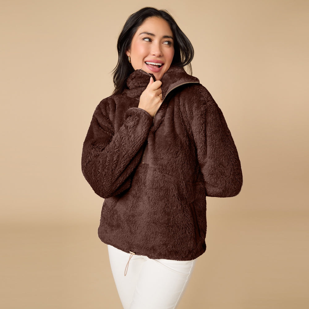 DreamPlush 1/4 Zip Pullover in Espresso