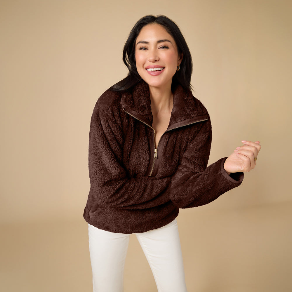 DreamPlush 1/4 Zip Pullover in Espresso