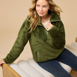 DreamPlush 1/4 Zip Pullover DreamPlush 1/4 Zip Pullover in Olive