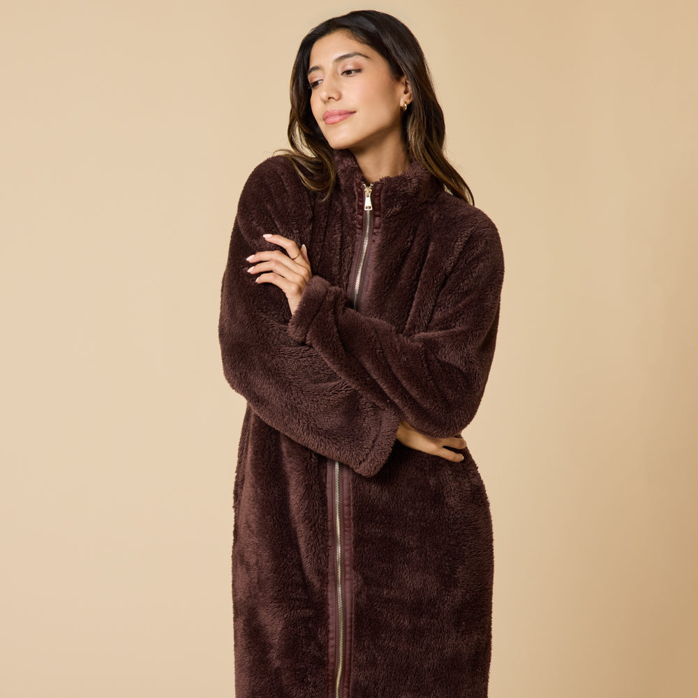 DreamPlush Zip Robe Espresso