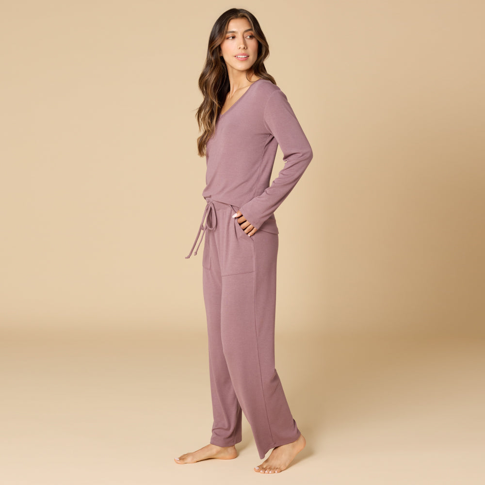 Natalie - Classic V-Neck PJ Set Driftwood
