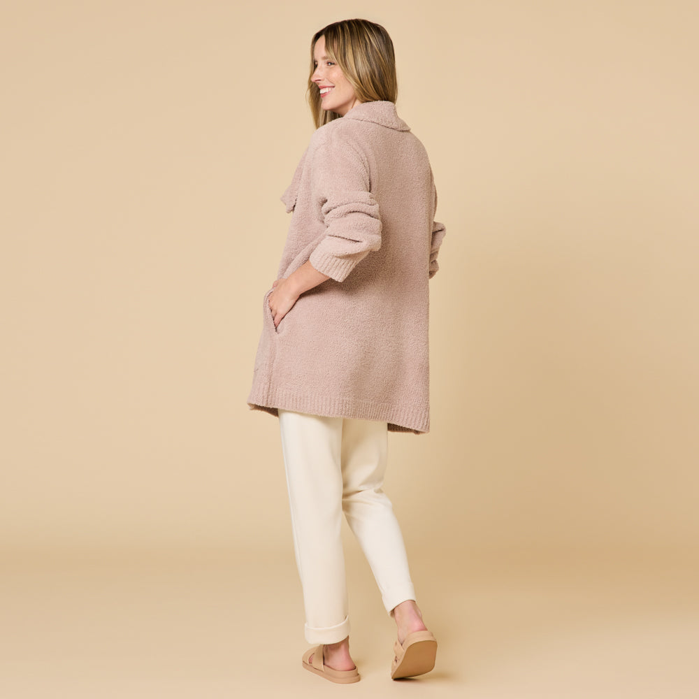 Ultra-Marshmallow Wrap Cardigan with Exaggerated Collar Coco