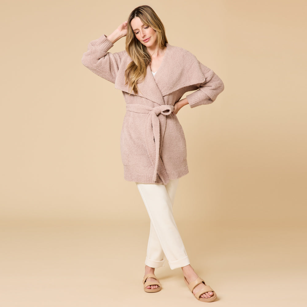 Ultra-Marshmallow Wrap Cardigan with Exaggerated Collar Coco