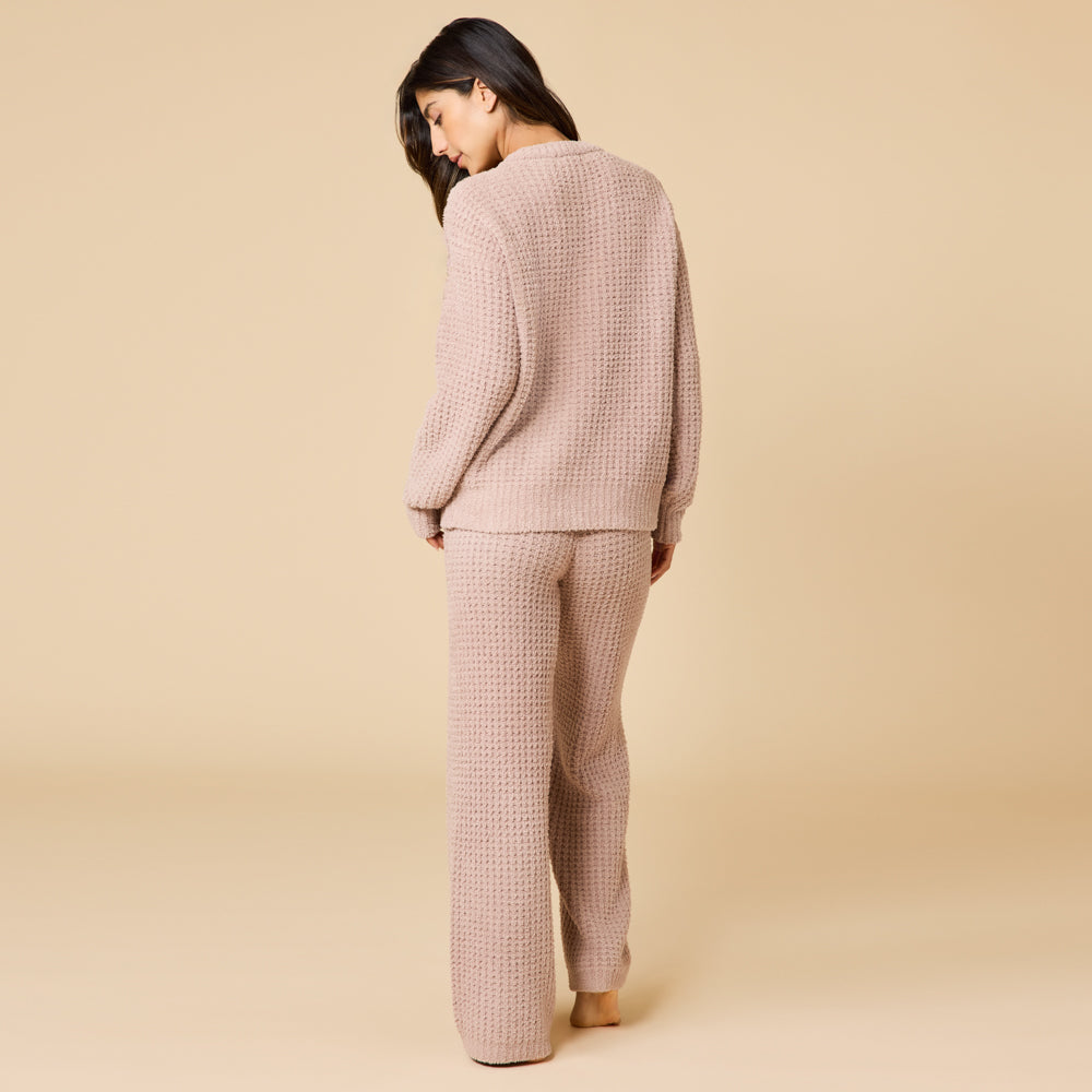 Waffle Knit Marshmallow V-Neck Lounge Set Waffle Marshmallow V-Neck Luxe Lounge Set in Coco