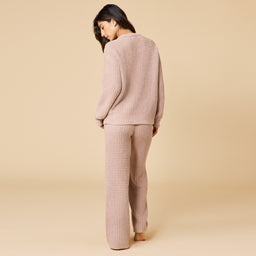 Waffle Knit Marshmallow V-Neck Lounge Set Waffle Marshmallow V-Neck Luxe Lounge Set in Coco