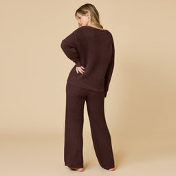 Waffle Knit Marshmallow V-Neck Lounge Set Waffle Marshmallow V-Neck Luxe Lounge Set in Espresso