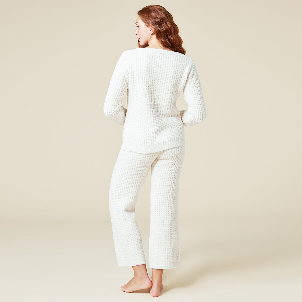 Marshmallow Waffle Boatneck Lounge Set Almond