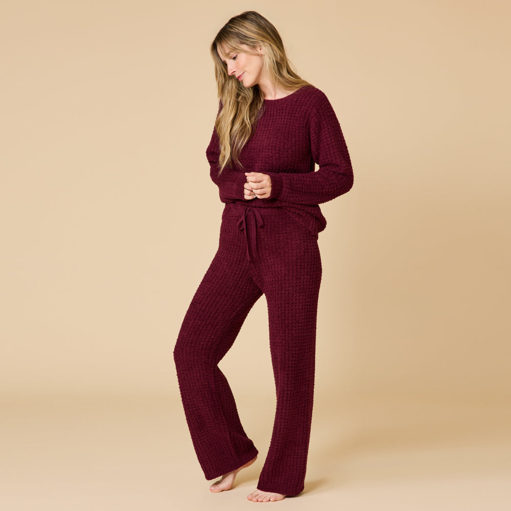 Waffle Knit Marshmallow Boatneck Lounge Set Waffle Marshmallow Boatneck Lounge Set in Cherry Cola