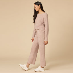 Waffle Knit Marshmallow Boatneck Lounge Set Waffle Marshmallow Boatneck Lounge Set in Coco